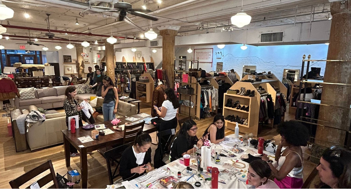 Customers customizing pieces at the live event in Housing Works Chelsea